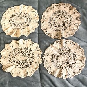 Set of four cotton hand made Doilies perfect for Easter Spring decor